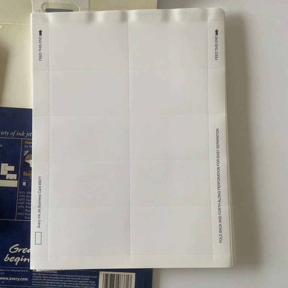Avery 8371 Ink Jet Business Cards. NWT